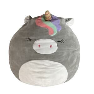 Kellytoy Squishmallow 16" Teresa Sleeping Grey Unicorn Stuffed Animal Plush